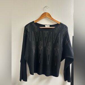 Chic Black Sweater with Embellished Pattern
